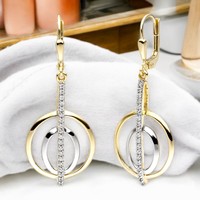 OhrhäNger 375 Gold Gelbgold Bicolor 38 Zirkonia Ohrringe Boutons Goldohrringe
