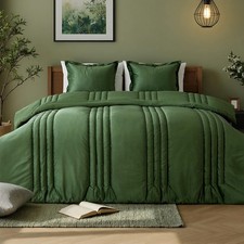 Luxury Green Velvet Queen Size Bedding Comforter Set 3 Pieces