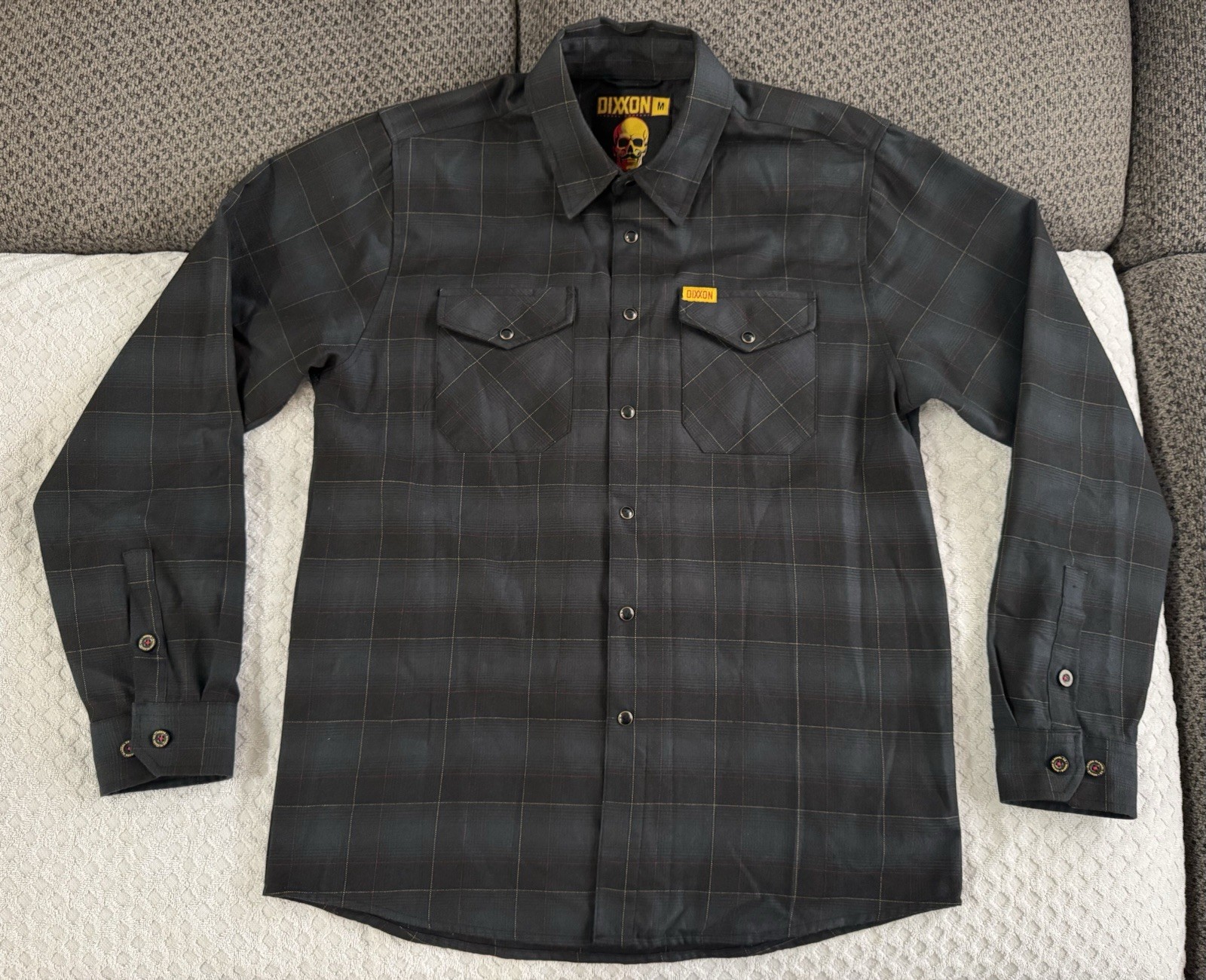 Dixxon The Baron Flannel Relaxed Plaid Shirt Black Grey Red Mens Medium SOLD OUT