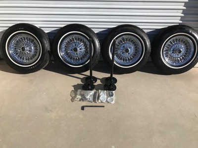 13x5.5'' New Dunlop wire wheels - Brand new with 4 new Firestone tires 185/80 R13