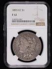 1893 CC Morgan Silver Dollar NGC F-12