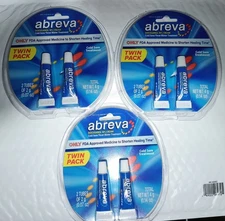 3-2 Packs Abreva Cold Sore Treatment on the go Cream, Exp: 03/2028