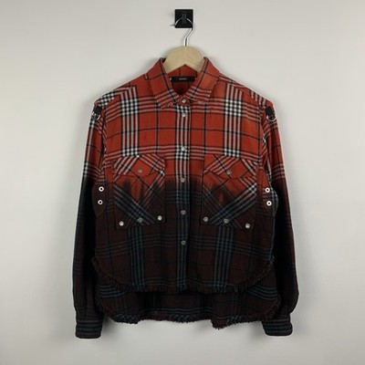 Damen Diesel Avantgarde Bluse kariertes Hemd Größe S mehrere Taschen Bondage Y2K