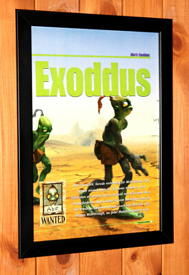 Oddworld Abe's Exoddus PS1 Vintage Promo Rare Mini Poster / Ad Page Art Framed