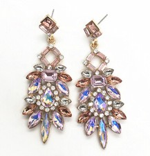 Women's Multi-Color Crystal Flower Leaf Teardrop Fashion Dangle Earrings