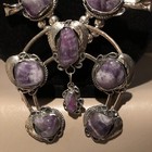 Native Jeweler  Coin Silver (.900) & Genuine AMETHYST Squash Blossom Necklace — photo 1