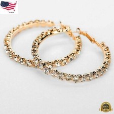 Fashion 925 Silver, Rose Gold Plated Hoop Earrings Jewelry 1 Pair Simulated