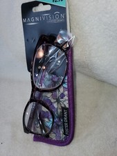 MAGNIVISION BY FOSTER GRANT 2.75 READING GLASSES WITH CASE PURPLE