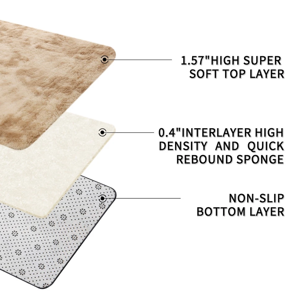 Large Non-Slip Plush Shag Rug – Soft Carpet for Living Room & Bedroom - Image 3 of 4