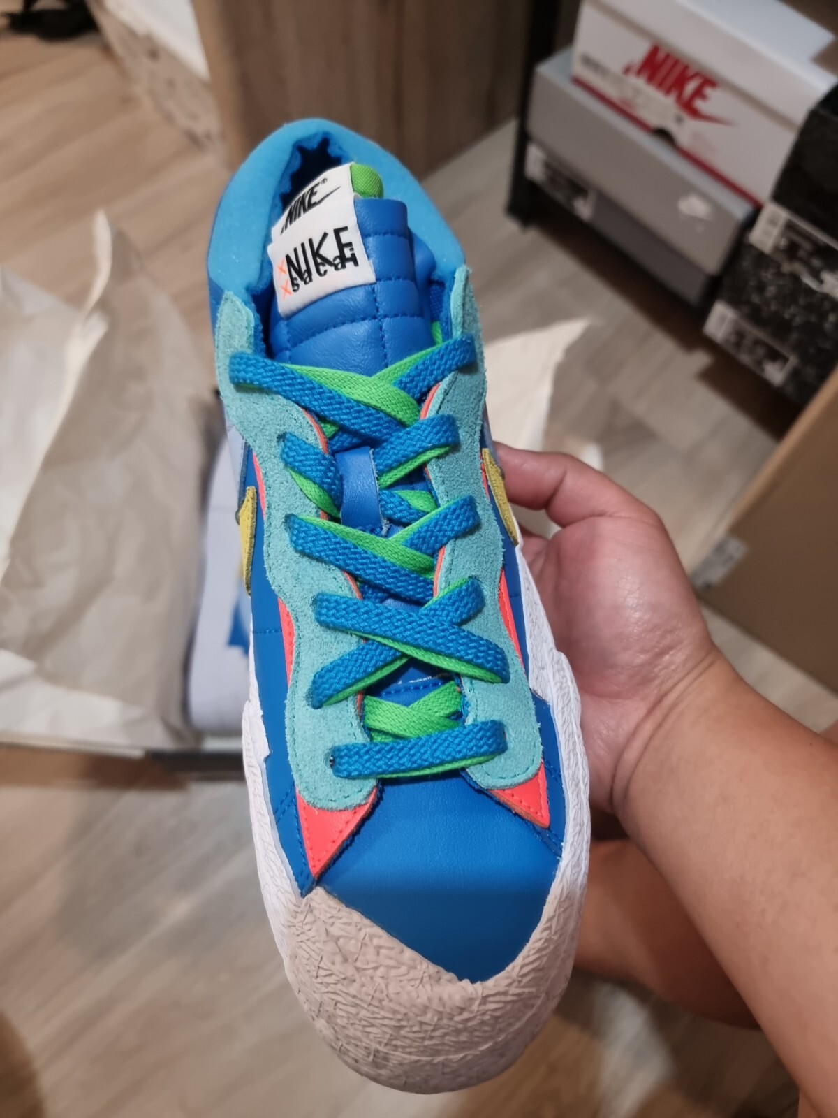 SACAI X NIKE EU taglia 41 Nike blazer Low x Sacai x kaws blu neptune