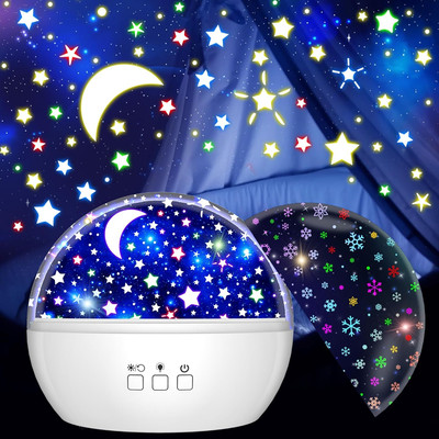 Star & Snowflake Projector Night Light Decoration for Kids Bedroom 360' Rotation
