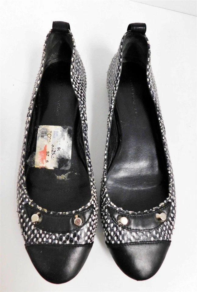 Balenciaga Paris Arena Black White Genuine Snakeskin & Leather Flats Italy 36 - Image 3 of 4