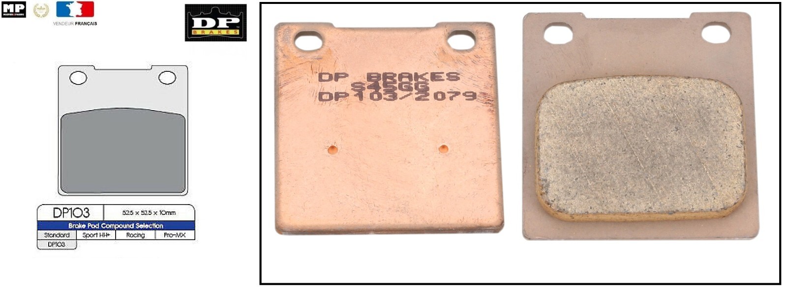 Plaquettes de frein DP103 pour stopper les sifflements et le manque de mordant sur CB 250 N