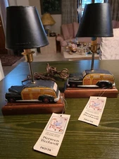 Rare Norman Rockwell Palecek Collection Vtg. Wood Craved  "Car Lamp"