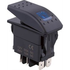 LED Rocker Switch - Blue - 12-24V - Fits 1 3/8" x 13/16" Cut-Out