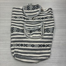 Mexican Backpack Bag FULL SIZE Artisan Cream Gray Boho Woven Baja Ethnic