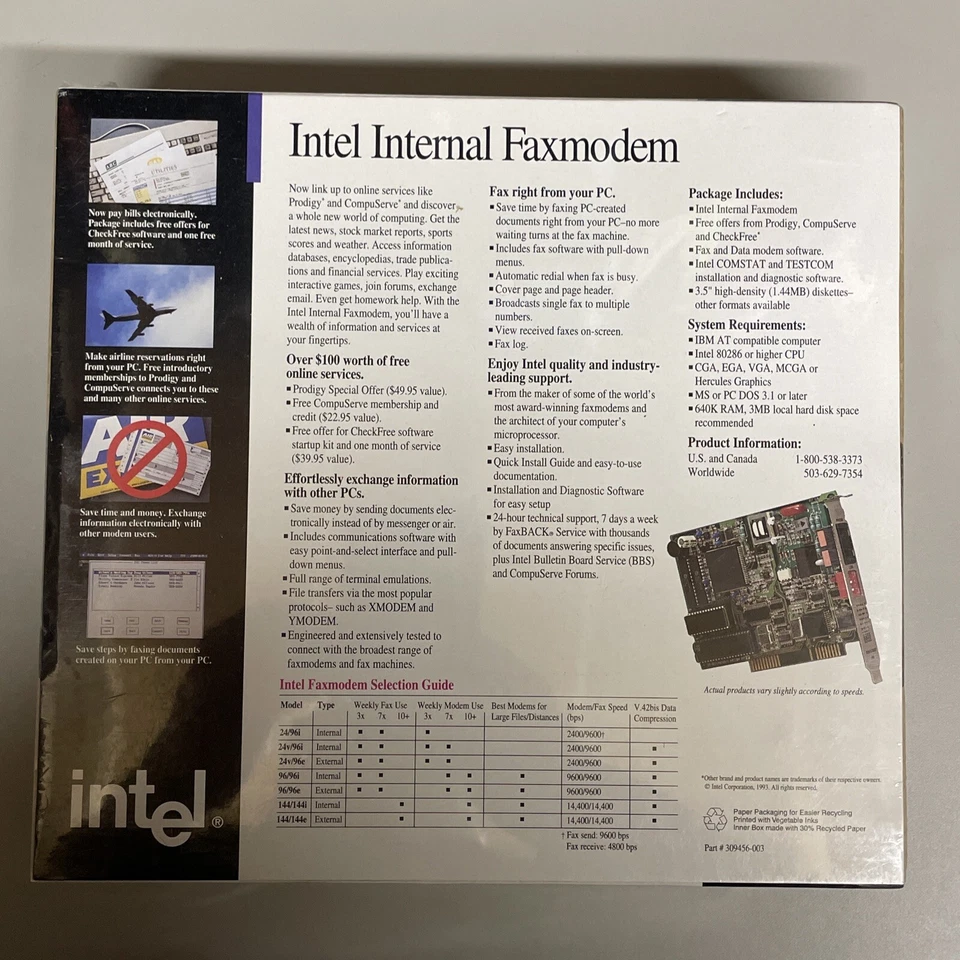 Intel Internal Fax Modem ~ 14,400 bps Brand New Sealed - Image 2 of 4