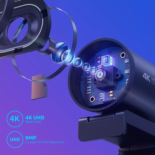Webcam 4K Streaming Web Camera 1080P 60FPS USB Camera EMEET S600 Autofocus Livin - Picture 4 of 7