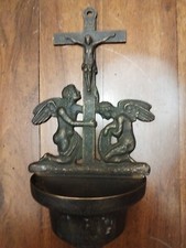 Acquasantiera in bronzo sbalzato arte sacra XIX secolo SCULTURA SACRA GESU' CRIS