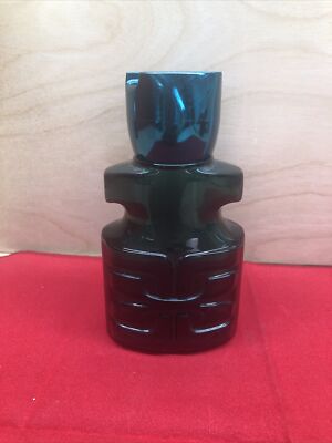 Vintage Avon Tiki Island Bottle Tai Winds Cologne Blue Glass Empty 5 oz 