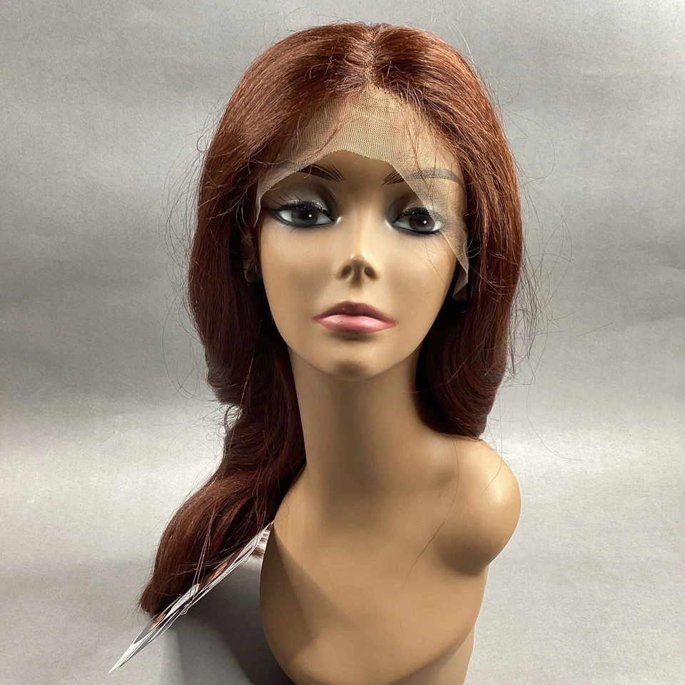 Peruca frontal de renda sintética Kimora reta #marrom gengibre - Imagem 2 de 4