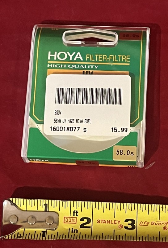 BRAND NEW HOYA 58.0s HIGH QUALITY CAMERA UV FILTER-FACTORY SEALED