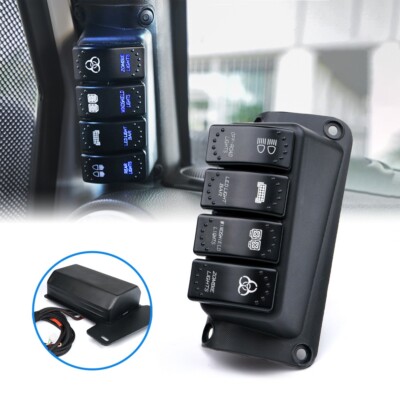 Xprite 4 Gang 12V Switch Panel Control System for Universal JEEP Wrangler JK New