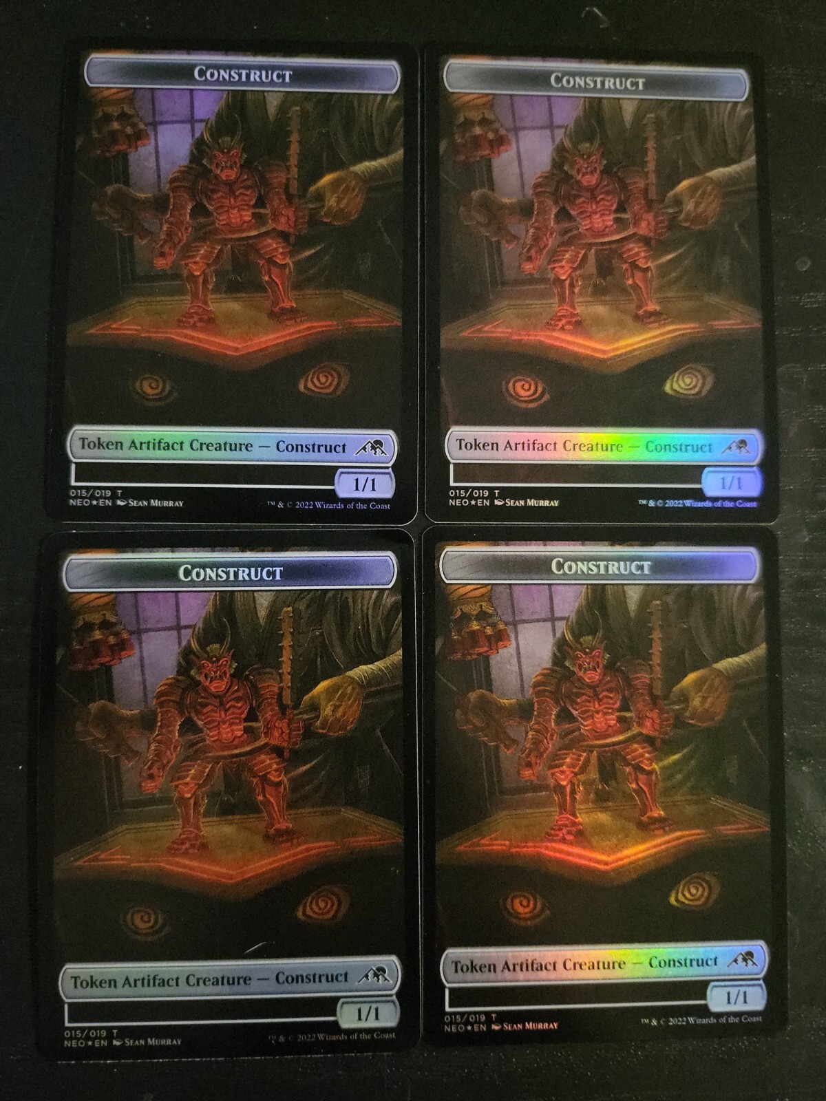 (4) NM FOIL Samurai/Construct Token (003/019 & 015/019) Kamigawa: Neon Dynasty