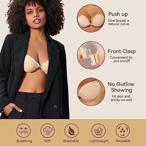Niidor Adhesive Bra Strapless Sticky Push up Silicone Bra Backless Tops  Dresses | eBay