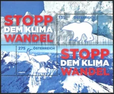 austria 2021 autriche STOP CLIMAT CHANGE polar bear ibex goat ice ms2v mnh