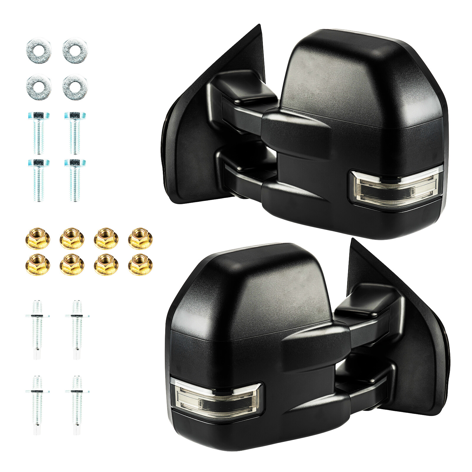 2pcs Power Heated Towing Mirrors w/ LED Signal Light For Ford F-150 2015 16-2020