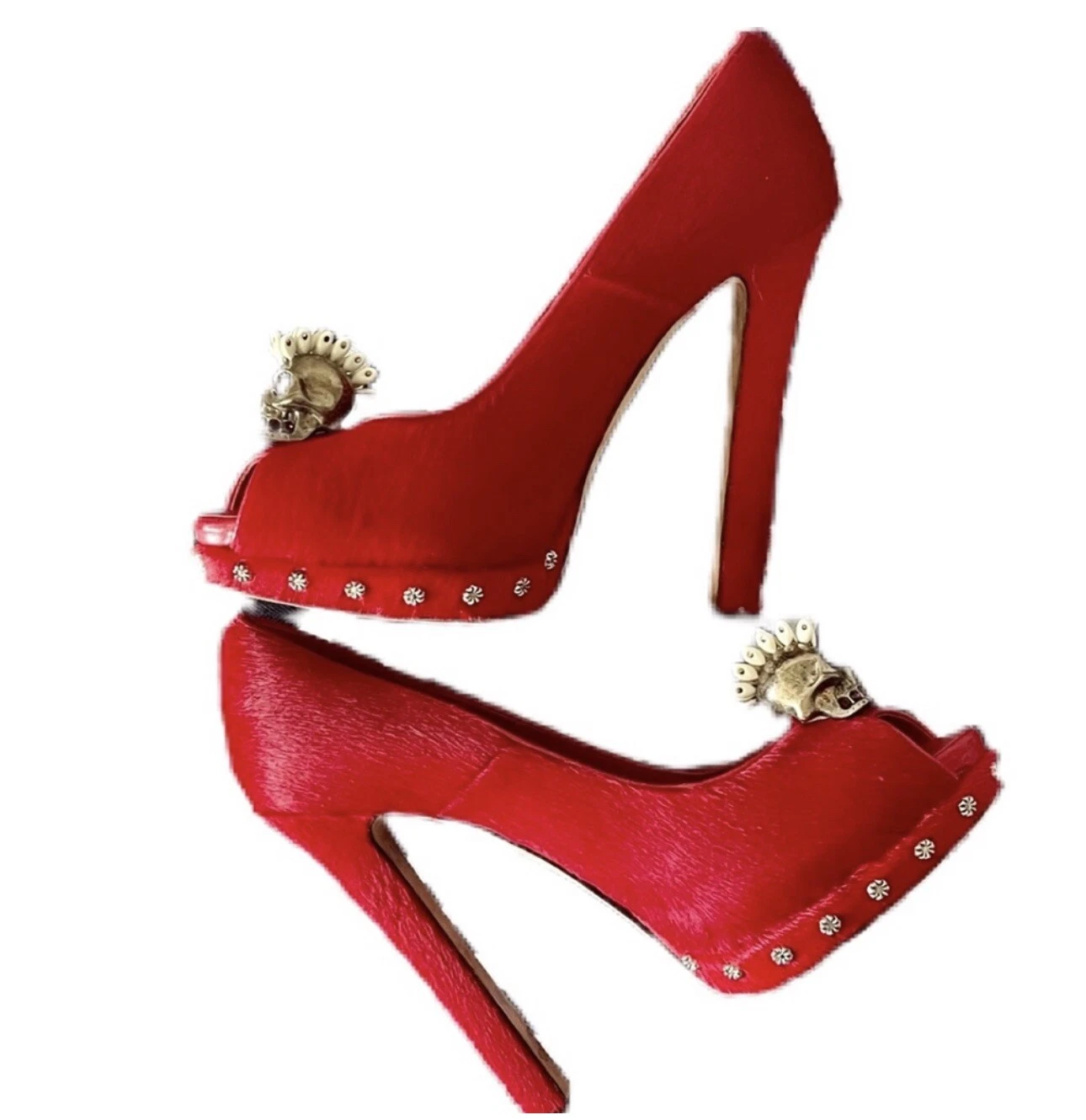 Alexander McQueen capelli pony rossi con teschio taglia 38 IOB