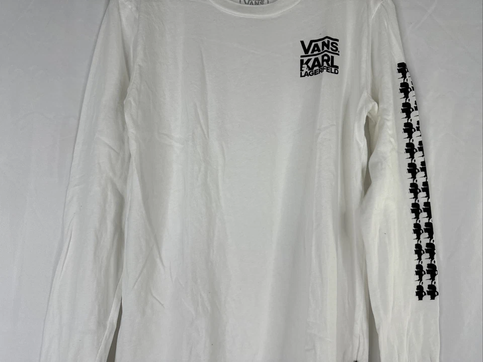 Camiseta Karl Lagerfield VANS Talla S Blanca Manga Larga Estampado Gráfico Foto 3 de 4