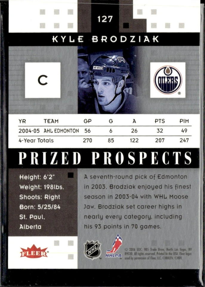 2006 Fleer Hot Prospects /1999 Kyle Brodziak Oilers 127 - Image 2 of 2