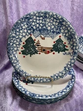 Folk Craft Cabin in the Snow 7.5” Salad Plate Tienshan Set Of 4