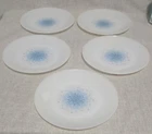 Vintage Anchor Hocking Fire King Blue Mosaic 10” Milk Glass 5 Dinner Plates