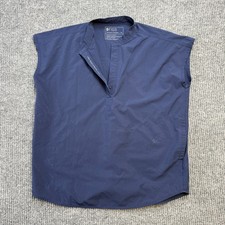 Figs Rafaela Scrub Top Womens XS Blue Oversized Mandarin Collar Pockets Nurse