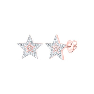 0.31 Ctw Natural Diamond Star Stud Earrings 10kt Rose Gold