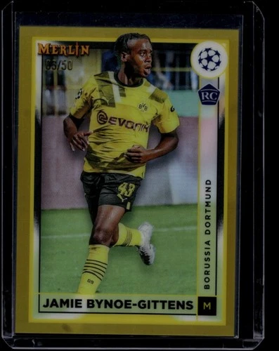 2023-24 Topps Chrome Merlin UEFA Jamie Bynoe-Gittens Gold #31 RC Refractor /50