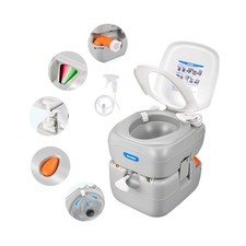 Portable RV Toilet 5.8Gal, Detachable Tank, Leak-Proof, Level Indicator