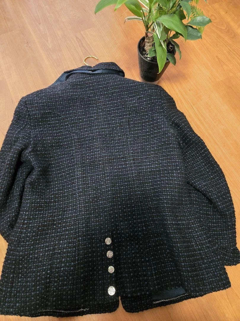 Giacca tweed Chanel 02A nero navy 44