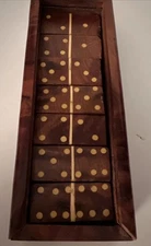 Moroccan Handmade Thuya Wooden Dominos Board Game 28 Pieces Vintage