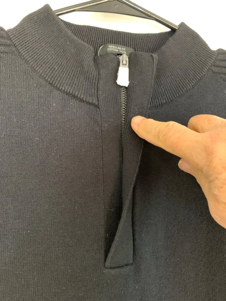 NWT Hugo Boss Mens M 1/4 Zip Pullover Sweater Wool Blend Black RHH10568 - Image 2 of 4