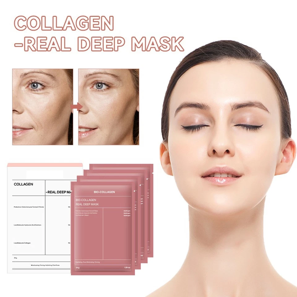 Bio Collagen Face Mask Pack of 8 | Hydrating, Anti-Aging, Firming Sheet Mask - Image 2 of 3