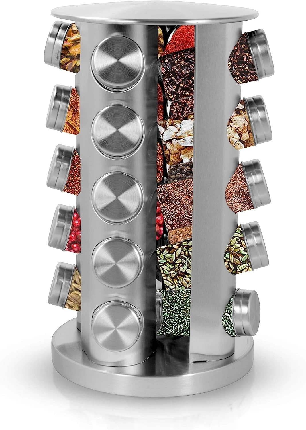 Spice Rack Organizer, Rotating Spice Rack with 20 Jars Included