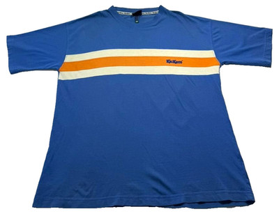 Blue Kickers Orange Cream Cross Stripe T Shirt Size M