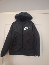 Nike Windbreaker Hooded Jacket Fleece Lined Boys Size 7 Large Black