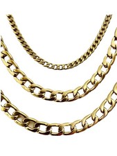 Cuban Link Chain Gold Plated Stainless Steel Necklace Hip Hop Rope Chain