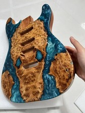 AAAAA Electric Guitar Body, Burl Wood Resin Top, Mahogany Back, High Gloss