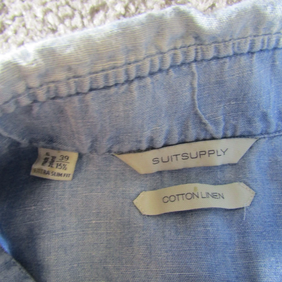 Camisa Suitsupply Para Hombres 15.5 39 Cambray Albiate Algodón Egipcio Vestido Casual Foto 4 de 4
